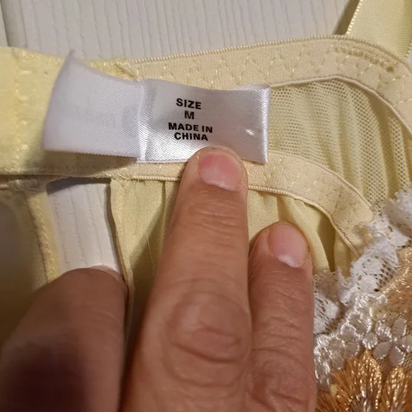 Enchanted Nighty yellow flower embroidery on cups Size Med - Picture 2 of 4